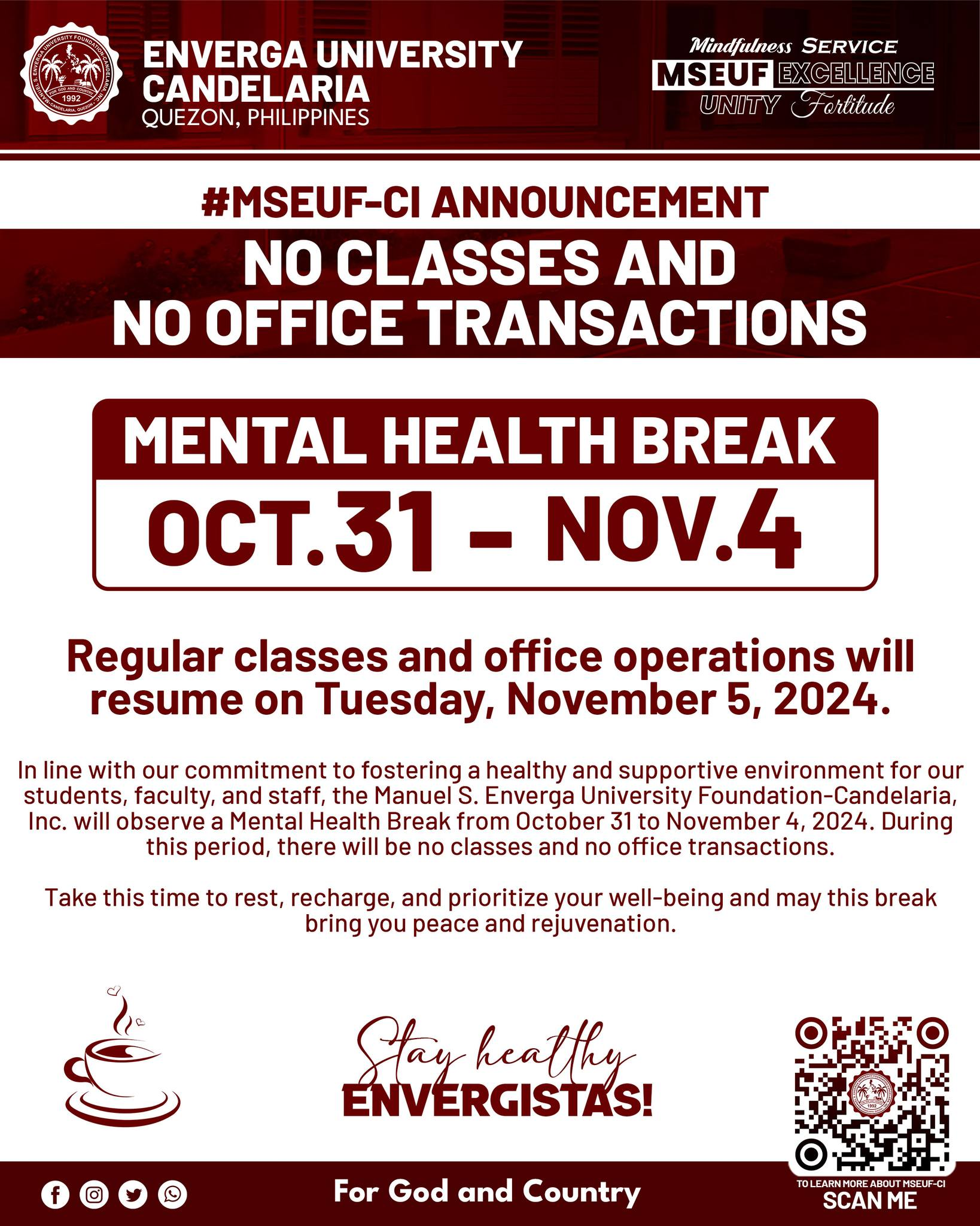 MENTAL HEALTH BREAK OCT.31 - NOV.4 